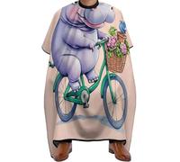Capa de Peluqueria Hipopótamo en bicicleta, lindo y divertido arte de hipopótamo, Fácil de limpiar Delantal de Barbero Transpirable Capa de Barbero para Adultos Mujeres 140X168cm