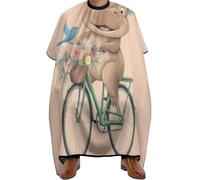 Capa de Peluqueria Hipopótamo en bicicleta, lindo y divertido arte de hipopótamo, Transpirable Salón Delantal de Peluquero Ajustable Capa de Barbero para Mujeres Cabello 140X168cm