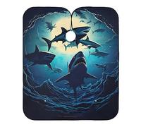 Capa De Peluquería Silhouettes Of Sharks Against A Dark With Moon On The Capas Para Peluqueria Antiestática Capa De Barbero Proteger Capa De Corte Peluqueria Para Barberías Teñidos 140x168cm