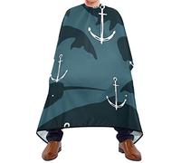 Capa De Peluquería Siluetas Oscuras De Ballenas Bata Peluqueria Unisex Impermeable Con Cierre De Botones Delantal, Para Hombres, Peinados, Niños, 140x168cm