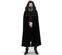 Capa de piel negra con capucha para hombre, capa medieval renacentista, disfraz de vampiro, hobbit, disfraz de Halloween (negro, 130 cm)