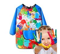 Capa de pintura para | Delantales de arte impermeables para | Artístico Sense Kids Art Smock para cocina, artesanía, pintura, escritura, juegos de agua, Manga azul L (tamaño pequeño 80 x 100 cm), Se