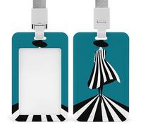 Capa de rayas blancas y negras para identificación con clip retráctil, protector de tarjetas, etiqueta de nombre para trabajo, oficina, médico, enfermera