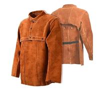 Capa de soldadura ignífuga - Delantal de piel de vacuno corteza ignífuga para protección, marrón, Medium