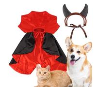 Capa de vampiro de gato, capa ajustable de vampiro, disfraces creativos de vacaciones, ropa de cosplay de gato para perros pequeños y medianos y gatos