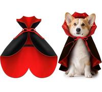 Capa de vampiro de Halloween para perros grandes, capa ajustable de satén rojo y negro con cuello alto, 35 x 47 cm, disfraz espeluznante para Golden Retriever, pastor alemán, labrador