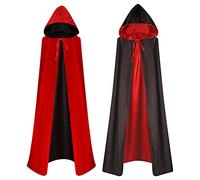 Capa de Vampiro, Vampiro Capucha Capa, Capa Reversible Negro Rojo, Capa Dracula, Vampiro Traje, Disfraces de Vampiros para Adultos Niños Fiesta de Halloween Cosplay, 140cm