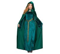 Capa Deluxe Verde Esmeralda Para Adultos Disfraz Medieval Con Capucha