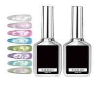 Capa Final | 2 Piezas Líquido De Manicura Con Efecto Gota De Agua Con Brillo | Capa de Gel para Uñas | Para Uso En Viajes, Hogar, Salón, Spa Y Principiantes, Mujeres Chicas