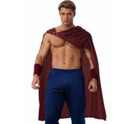 Capa medieval para hombre de ANDHOM, capa renacentista, manto de gladiador, disfraz de Halloween, Rojo oscuro, 51.2in/130cm