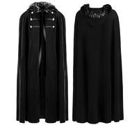 Capa medieval retro de color sólido, capa negra y roja, disfraz de Halloween, mascarada, carnaval, para hombres y mujeres, talla única, Negro, Talla única