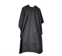 Capa negra para salón de belleza, 140 cm x 90 cm, hecha de tela de poliéster con interior impermeable y cuello ajustable para una protección fiable en salones de belleza