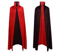 Capa Negra Roja Halloween Disfraz Capa Vampiro Traje,Reversible Cloak Medieval Dracula 90cm,Cape Disfraz Vampiro para Halloween con 10 Tatuajes de Cicatrices para Bailes de Máscaras y Fiestas