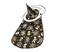 Capa para disfraz de Halloween para mascota, disfraz de gato de Halloween, con capa de vampiro y sombrero, sombrero y capa de telaraña