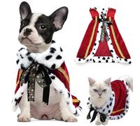 Capa para mascotas, disfraz de gato para Halloween, Navidad, gato, ropa de reina, piel roja de lujo, para disfraces de Halloween, reina, príncipe y princesa, cosplay