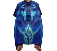 Capa Peluquería Arte de lobo mágico del espacio azul, Ajustable Salón Delantal de Peluquero Unisex Bata para Barberías para Peluquero Cabello 140X168cm