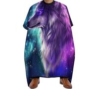 Capa Peluquería Arte del lobo mágico de la galaxia espacial del universo púrpura, Ajustable Delantal de Barbero Impermeable Capa de Peluqueria para Cabello Peluquero 140X168cm