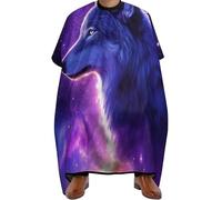 Capa Peluquería Arte del lobo mágico del espacio de la galaxia del universo púrpura, Ajustable Delantal de Barbero Transpirable Capa de Barbero para Salón Mujeres 140X168cm