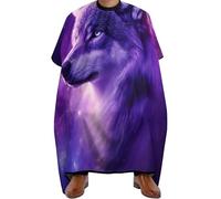 Capa Peluquería Arte del lobo mágico del espacio de la galaxia del universo púrpura, Unisex Salón Delantal de Peluquero Ligera Bata para Barberías para Casa Peluquero 140X168cm