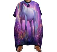 Capa Peluquería Arte mágico de mariposas marinas con caballos arcoíris, Impermeable Salón Delantal de Peluquero Transpirable Capa de Peluqueria para Hombres peloestilo 140X168cm