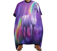 Capa Peluquería Arte mágico de mariposas marinas con caballos arcoíris, Ligera Salón Delantal de Peluquero Poliéster Bata para Barberías para Adultos Cabello 140X168cm