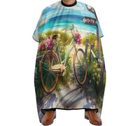 Capa Peluqueria Playa Bicicleta Paisaje Marino Ajustable Salón Delantal De Peluquero Unisex Barber Cape Para Corte De Pelo Mujeres Peluquero