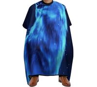 Capa Peluquería Universo Azul Galaxia Lobo Mágico en el Espacio, Profesional Salón Delantal de Peluquero Impermeable Bata para Barberías para peloestilo Adultos 140X168cm