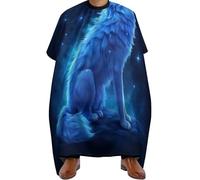Capa Peluqueria Universo Azul Galaxia Lobo Mágico en el Espacio, Unisex Salón Delantal de Peluquero Ligera Capa Peluquería para Cabello Corte de Pelo 140X168cm