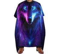 Capa Peluquería Universo púrpura Galaxia Lobo mágico en el espacio, Ligera Capas de Cortar Pelo Unisex Capa de Peluqueria para Casa Peluquero 140X168cm