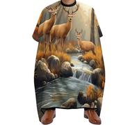Capa Peluquería Vida silvestre rústica del mundo animal Ciervos del borde del río, Transpirable Capas de Cortar Pelo Poliéster Capa Peluqueria para Hombres Peluquero 140X168cm