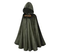 Capa renacentista verde con capucha, capa medieval de terciopelo con capucha, capelet para hombre y mujer, para disfraz de Halloween hobbit (verde militar, M)