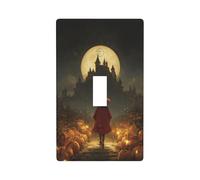 Capa roja bruja caminando camino oscuro interruptor de luz cubierta decorativa de una sola palanca 1 banda placa de pared para cocina, casa de campo, dormitorio, baño, decoración artística