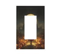 Capa roja de bruja caminando por el camino oscuro, placa de pared, cubierta de placa frontal, 1 banda, decorador, receptáculo, para decoración del hogar, cocina, habitación, baño