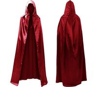 Capa Superheroe Superheroina para Adolescente y Adulto Hombre Mujer Satin con Brillo Super-man Bat-man Flash (M/140CM, Capa Satin con Capucha Rojo)