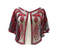 Capa y envolturas para mujer, estola de los años 20, elegante, vestido de noche, vestido de noche, vestido de noche, vestido de noche, vintage, brillante, accesorios para la noche, O rojo., Talla