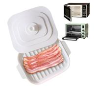 Capachadora de tocino 11x8.2x0.8 '' Bandeja de tocino de microondas sartén de silicona segura y rápida con tapa & maneja sin desastre bandeja crujiente para cocinar por microondas, olla de cocción