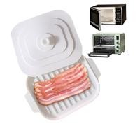 Capachadora de tocino 11x8.2x0.8 '' Bandeja de tocino de microondas sartén de silicona segura y rápida con tapa & maneja sin desastre bandeja crujiente para cocinar por microondas, olla de cocción