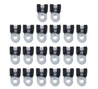 Capacidades de cable de acero inoxidable de 20 piezas, abrazadera de tubería de aro r tipo R reutilizable, abrazadera de manguera con tira de goma para cables y tuberías (14 mm)