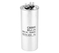 Capacitor De Arranque Para Motor CBB65, 60UF 450V, Redondo, A Prueba De Agua - Material De Aluminio, Rendimiento Estable, Para Compresores Y Equipos Industriales