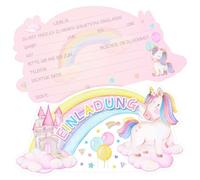 Capaneus 12 tarjetas de invitación de unicornio para cumpleaños infantiles, tarjetas de invitación de unicornio, unicornio, niñas, niños, arco iris, invitaciones de cumpleaños para niños, invitaciones