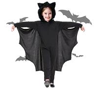 Capaneus Disfraz Murcielago niña con capucha de alas de negras,capa murcielago niño con Guantes, Vampire Bat Disfraz De Disfraces De Halloween Niños
