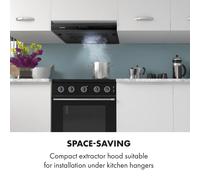 Capannina Campana extractora encastrable 60cm 166m³/h LED acero inoxidable color negro Klarstein