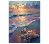 Caparazón Diamond Painting Adultos, 5D Playa Pintura de Diamante Punto de Cruz para Adultos y Niños, DIY Manualidades Cuadros de Arte para Decoración de Pared Salón y Oficina 65x90cm L-Y921