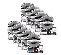 Capas de Etiqueta de 10 Piezas de 12 mm SB12X LK4SBM Compatible con LW300 LW400 LW600P LW700 4WBN9 Impresoras Negras en Cinta Plateada Matt
