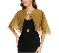 Capas De Gasa para Mujer, Boleros Festivos, Chales Transparentes De Verano, Ligeros y Suaves, Elegantes para Bodas, Bufandas, Chales para Vestidos, Dorados, Talla Única, Tallas Xs-3Xl