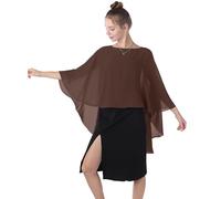 Capas de gasa Sheer Capelets novia chales y envolturas capa largo Plus Tamaño Poncho Capa para las mujeres - Marrón - talla única