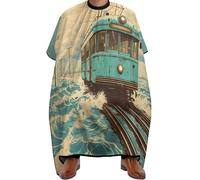 Capas Para Peluqueria Antiguo Tren Japonés Vintage Sobre El Agua Capa De Barbero Impermeable Barbers Cape Profesional Bata De Peluquería Para Barberías Cortes Y Colores 140X168Cm