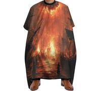 Capas Para Peluqueria Cráneo En Llamas En El Mar Impermeable Capa De Barbero Permanente Bata De Peluquería Para Peinado Uso En Estudio 140X168Cm