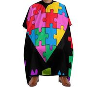 Capas Para Peluqueria Patrón Colorido De Concientización Sobre El Autismo Coloración Capa De Barbero Profesional Barbers Cape Para Peinado Familia Barberías 140X168Cm
