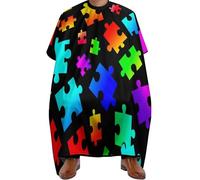Capas Para Peluqueria Patrón Colorido De Concientización Sobre El Autismo Impermeable Bata De Peluquería Profesional Capa De Barbero Para Peinado Uso En Estudio Cortes Y Colores 140X168Cm